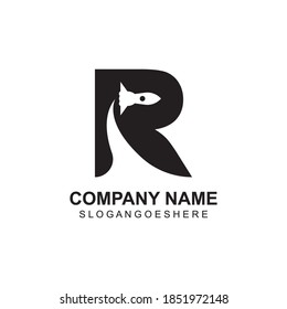 Letter R Rocket Logo Template Design Vector