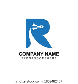 Letter R Rocket Logo Template Design Vector
