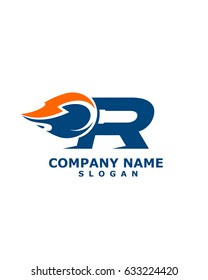 letter R rocket logo vector