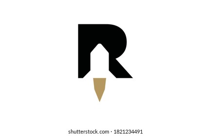 Letter R With Rocket In Negative Space Vector Logo Design Inspirations