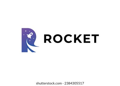 letter r rocket vector template logo design