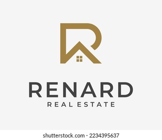 Letter R Roof Building Architecture Roofing House Rooftop Simple Monogram Icon Vector Logo Design