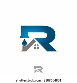 Letter R roof of the house. Vector illustration.