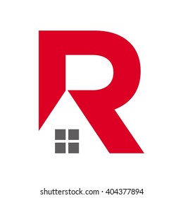 letter R and roof logo vector.