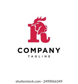 Letter R Rooster Head Logo Symbol Vektorgrafik