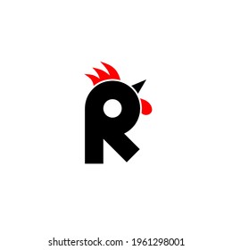 Letter R and Rooster logo combination design vector 