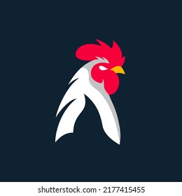 Letter R Rooster Logo Designs Template, Chicken Head Logo Designs
