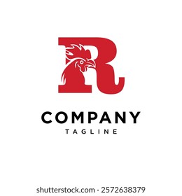Letter R Rooster Logo Icon Vector