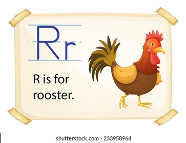 A letter R for rooster on a white background 