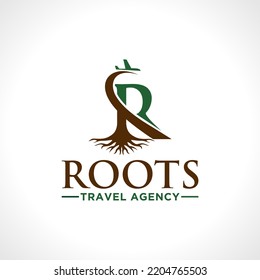 Letter R root travel logo design template