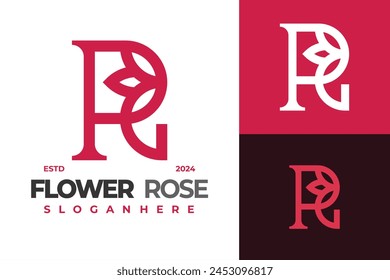 Buchstabe R Rose Flower Monogram Logo Design Vektorgrafik Symbol Illustration