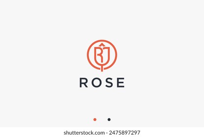 letter r with rose logo design vector silhouette illustration