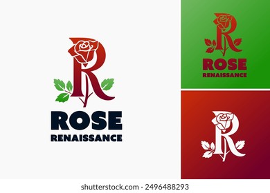 Letter R Rose of Renaissance Logo Template: Represents revival  beauty, ideal for art studios or beauty salons.  Layered EPS Vector