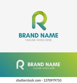 Letter R Rounded Logo template element symbol in green color