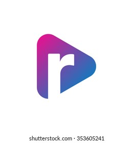 Letter R Rounded Triangle Shape Icon Logo Purple Blue