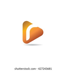 Letter R Rounded Triangle Shape Logo icon Design Template Elements