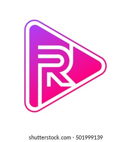 Letter R rounded triangle shape colorful,Multimedia and Play logo design