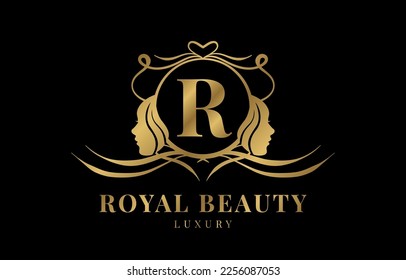 letter R royal beauty crest logo design element