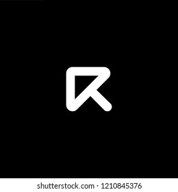 letter R RR minimalist art monogram arrow shape logo, white color on black background