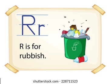 A letter R for rubbish on a white background 