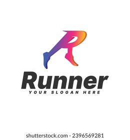 Letter R Run Gradient Logo Design