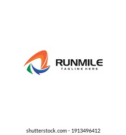 letter r runmile logo design template vector