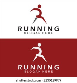 Letter R for running logo design combination letter R and people