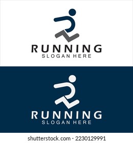 Buchstabe R für laufende Logo-Design-Kombination Buchstaben R und Menschen