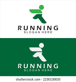 Letter R for running logo design combination letter R and people