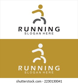 Letter R for running logo design combination letter R and people