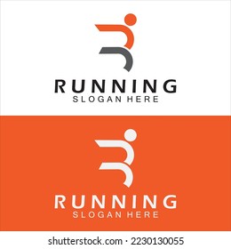 Letter R for running logo design combination letter R and people