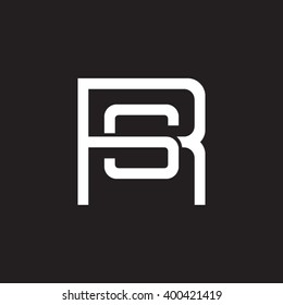 letter R and S monogram square shape logo white black background