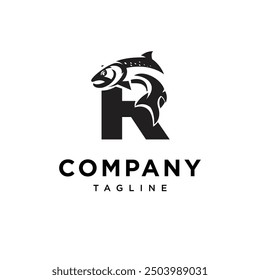 Letter R Salmon Fish logo icon vector