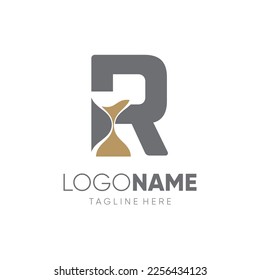 Letter R Sand Time Hourglass Logo Design Vector Icon Graphic Emblem Illustration