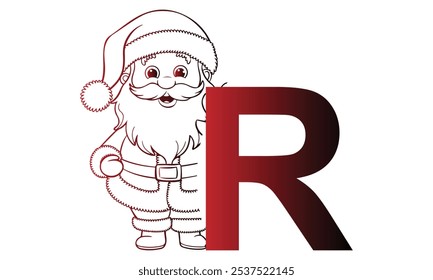 letter R with Santa Claus designed with alphabet. Characters with fun expressions pose various poses. It's vector art so it's easy to edit.
