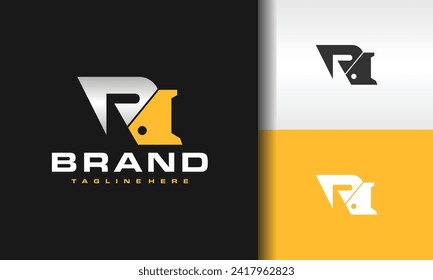 letter R scoop bulldozer logo