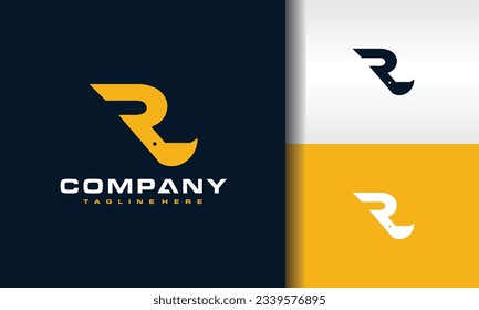 letter R scoop excavator logo