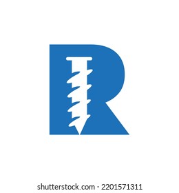 Letter R Screw Logo Template For Construction Ironmonger  Symbol Design