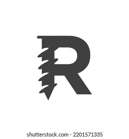 Letter R Screw Logo Template For Construction Ironmonger  Symbol Design