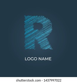 Letter "R" scribble logo isolated. Alphabet vector