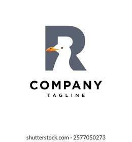 Letter R Seagull Logo Icon Vector