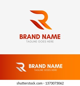 Letter R Shape Logo template element symbol in orange gradient color