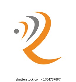 Letter R shape motion logo design vector template