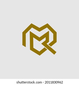 letra r forma del logotipo del monograma cardíaco. emblemas vectoriales y logotipo con composición de letras