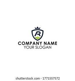Letra abstracta plantilla de diseño del logotipo del blindaje R. Signo de negocio de monograma nominal premium. Icono de fundación universal.