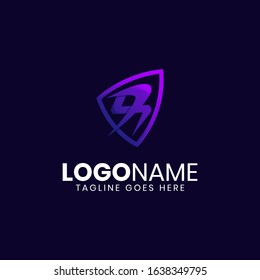 Letter R shield gradient logo design