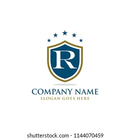 Letter R shield logo design vector