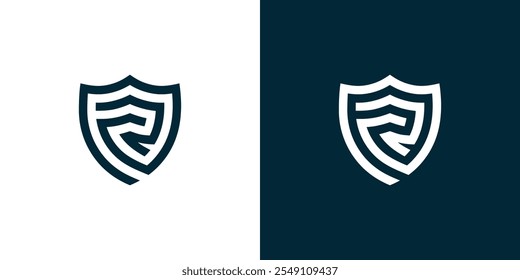 Letter R shield logo design vector, simple shield