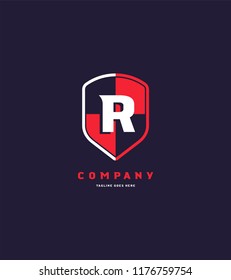 Letter R shield logo icon vector element.