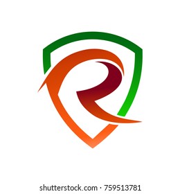 Letter R in Shield Logo Template